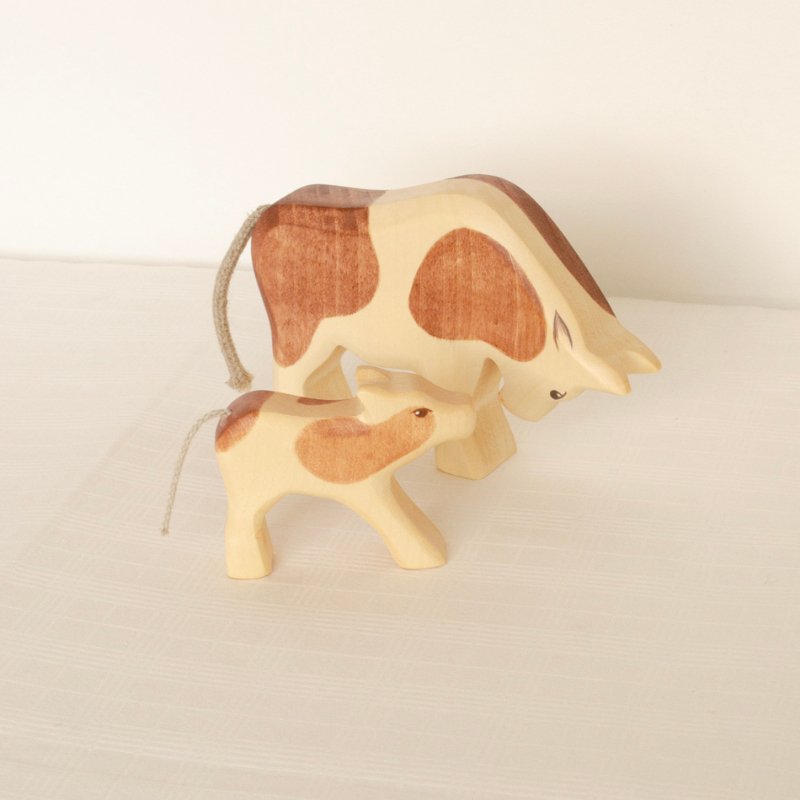 Calf Wooden Figurine | Drinking by HolzWald - Maude Kids Decor