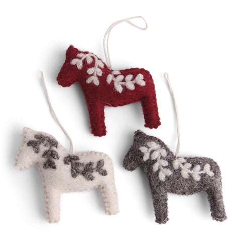 Dala Horses Christmas Ornaments (Set of 3) | Classic Colours by Én Gry & Sif - Maude Kids Decor