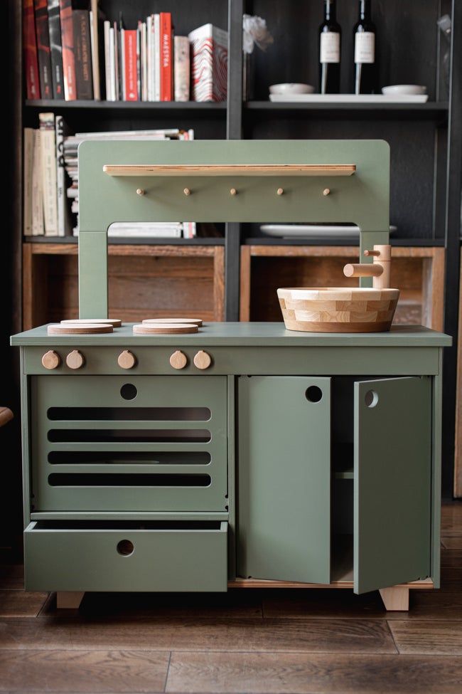 Dusty Green Wooden Play Kitchen by Midmini - Maude Kids Decor