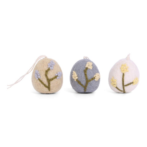 Egg Ornaments with Embroidery (Set of 3) by Én Gry & Sif - Maude Kids Decor