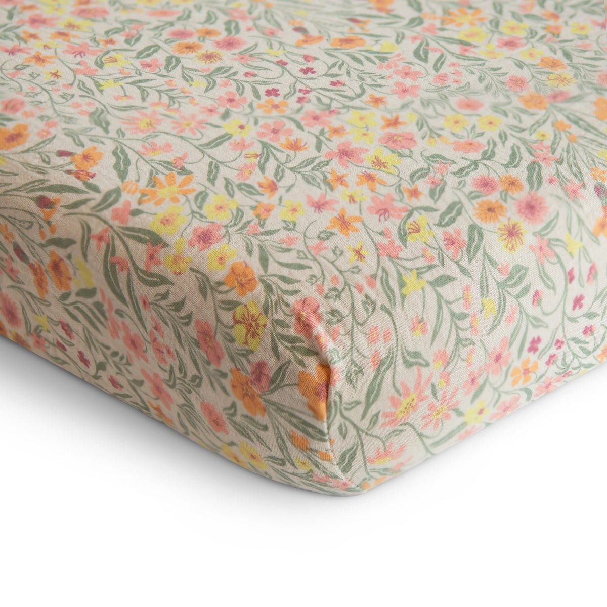 Extra Soft Muslin Crib Sheet | Pastel Blooms by Mushie - Maude Kids Decor