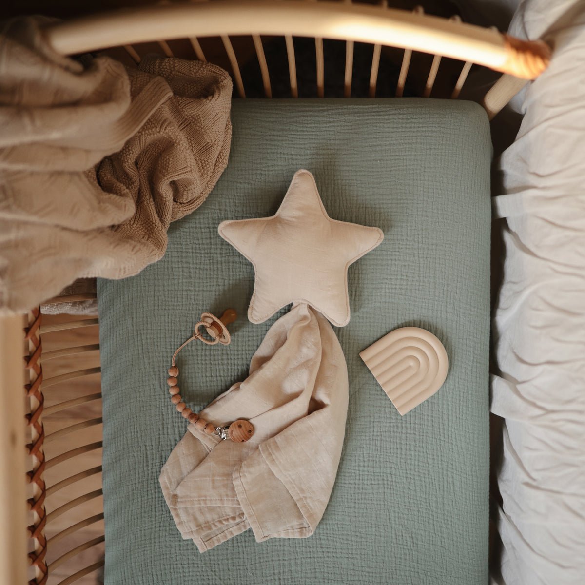 Extra Soft Muslin Crib Sheet | Roman Green by Mushie - Maude Kids Decor
