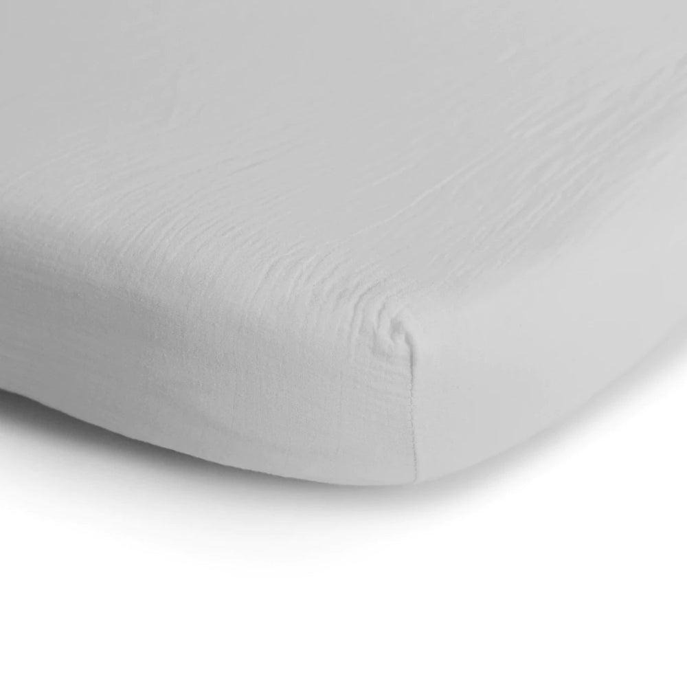 Extra Soft Muslin Crib Sheet | White by Mushie - Maude Kids Decor