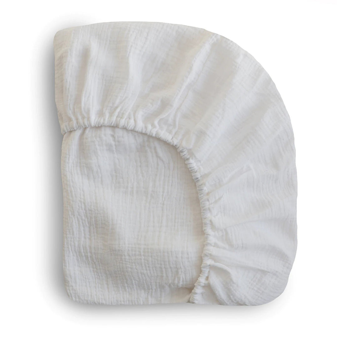 Extra Soft Muslin Crib Sheet | White by Mushie - Maude Kids Decor