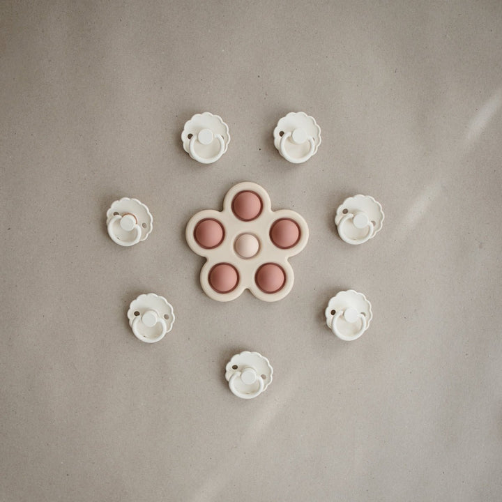 Flower Press Toy | Rose, Blush + Shifting Sand by Mushie - Maude Kids Decor