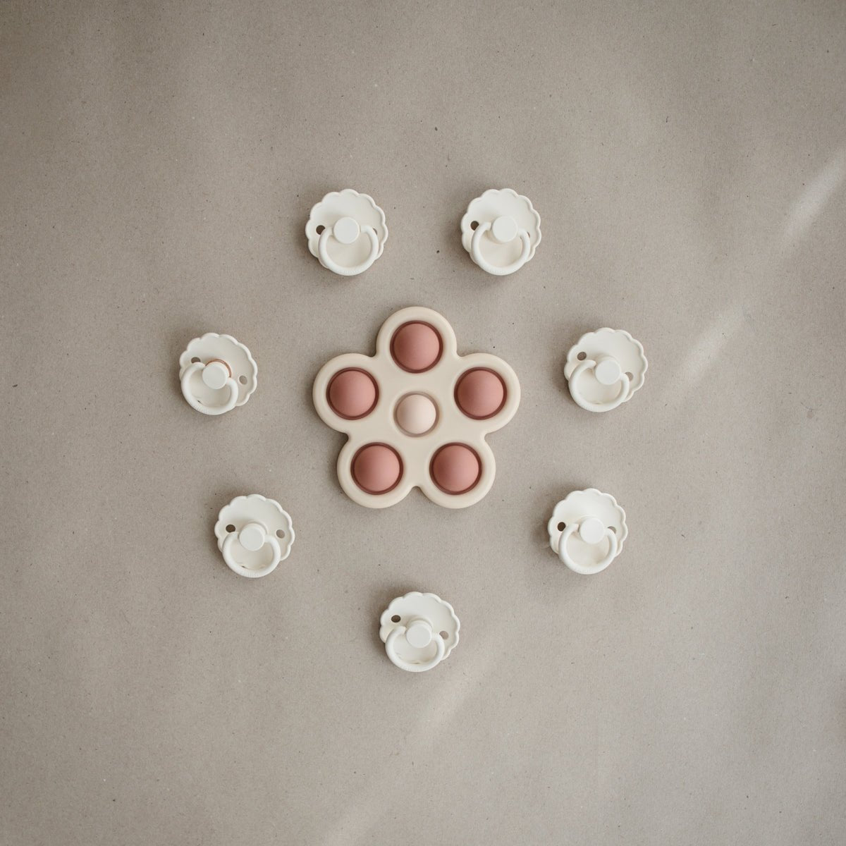 Flower Press Toy | Rose, Blush + Shifting Sand by Mushie - Maude Kids Decor