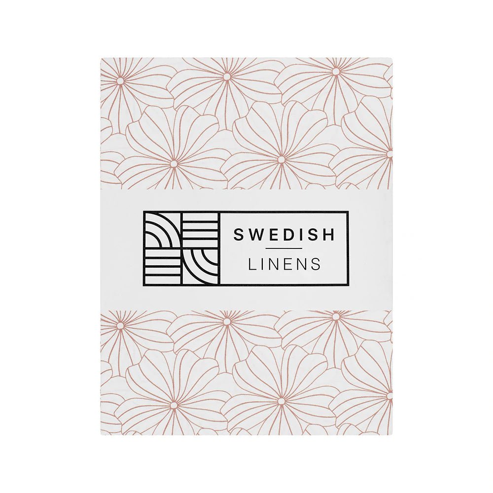 Flowers Double/Full Fitted Sheet | White by Swedish Linens - Maude Kids Decor