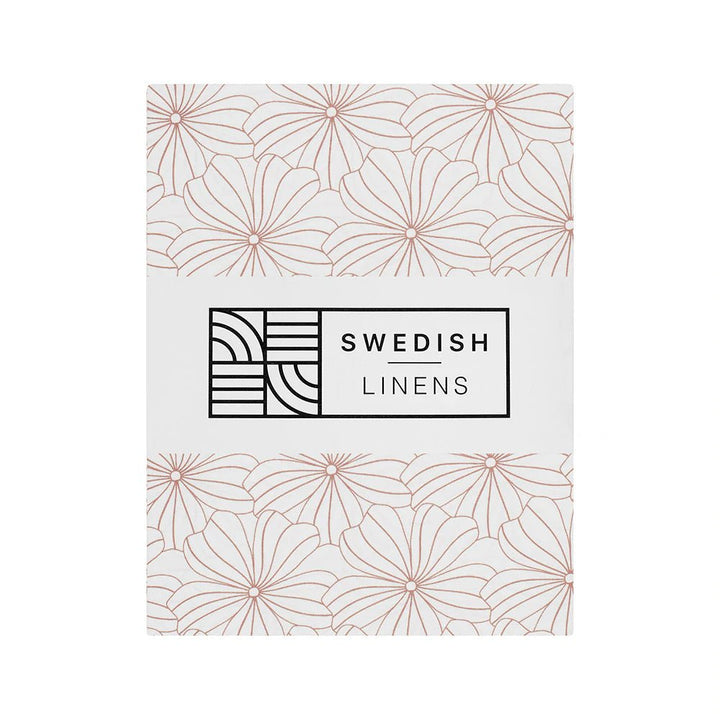 Flowers Double/Full Fitted Sheet | White by Swedish Linens - Maude Kids Decor
