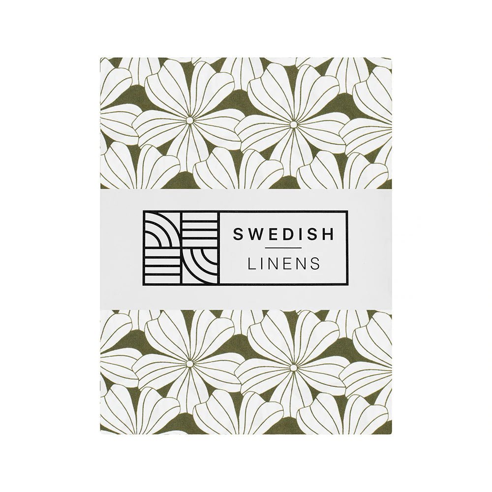 Flowers Twin Fitted Sheet by Swedish Linens - Maude Kids Decor