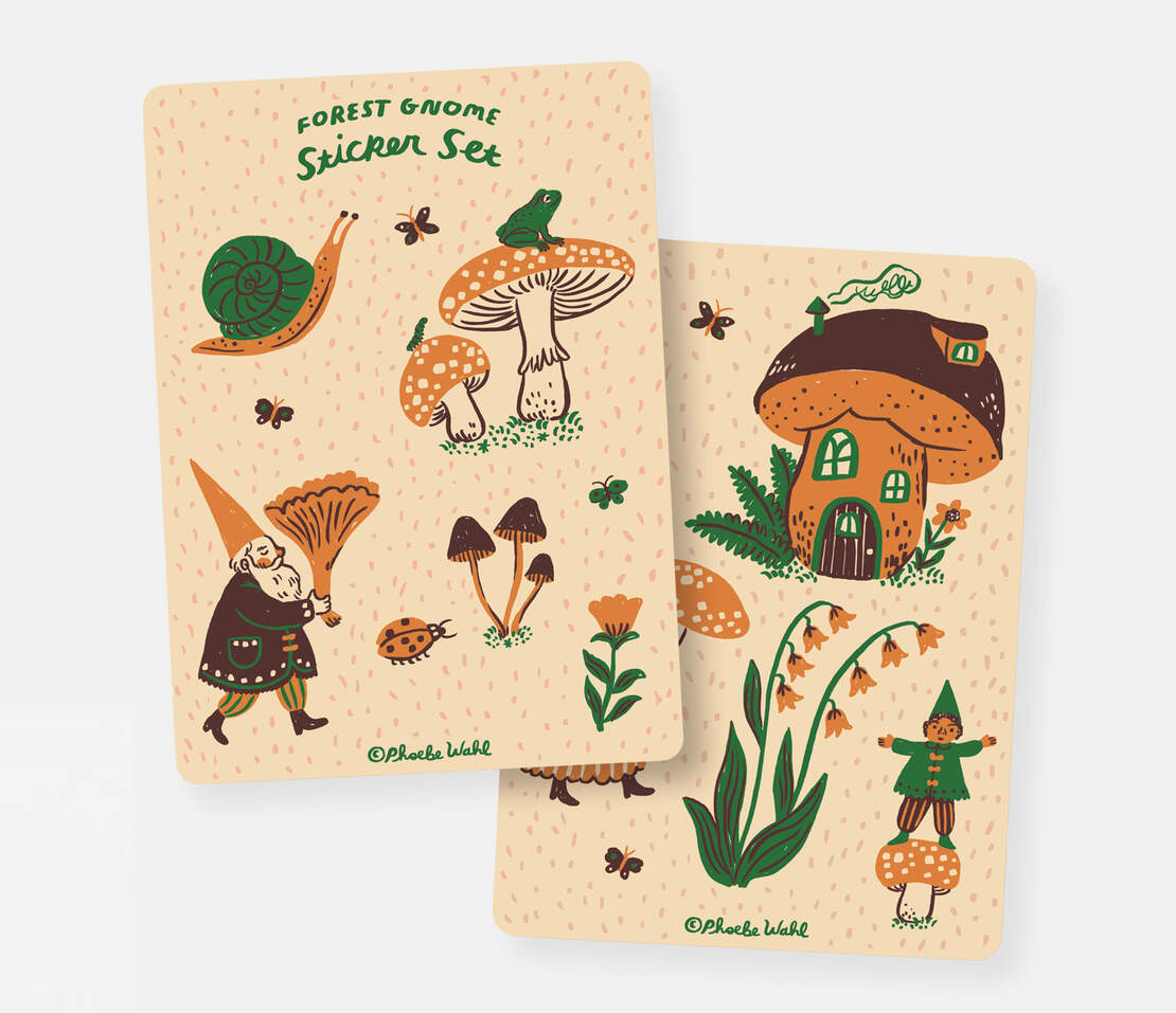 Forest Gnome Sticker Set by Phoebe Wahl - Maude Kids Decor