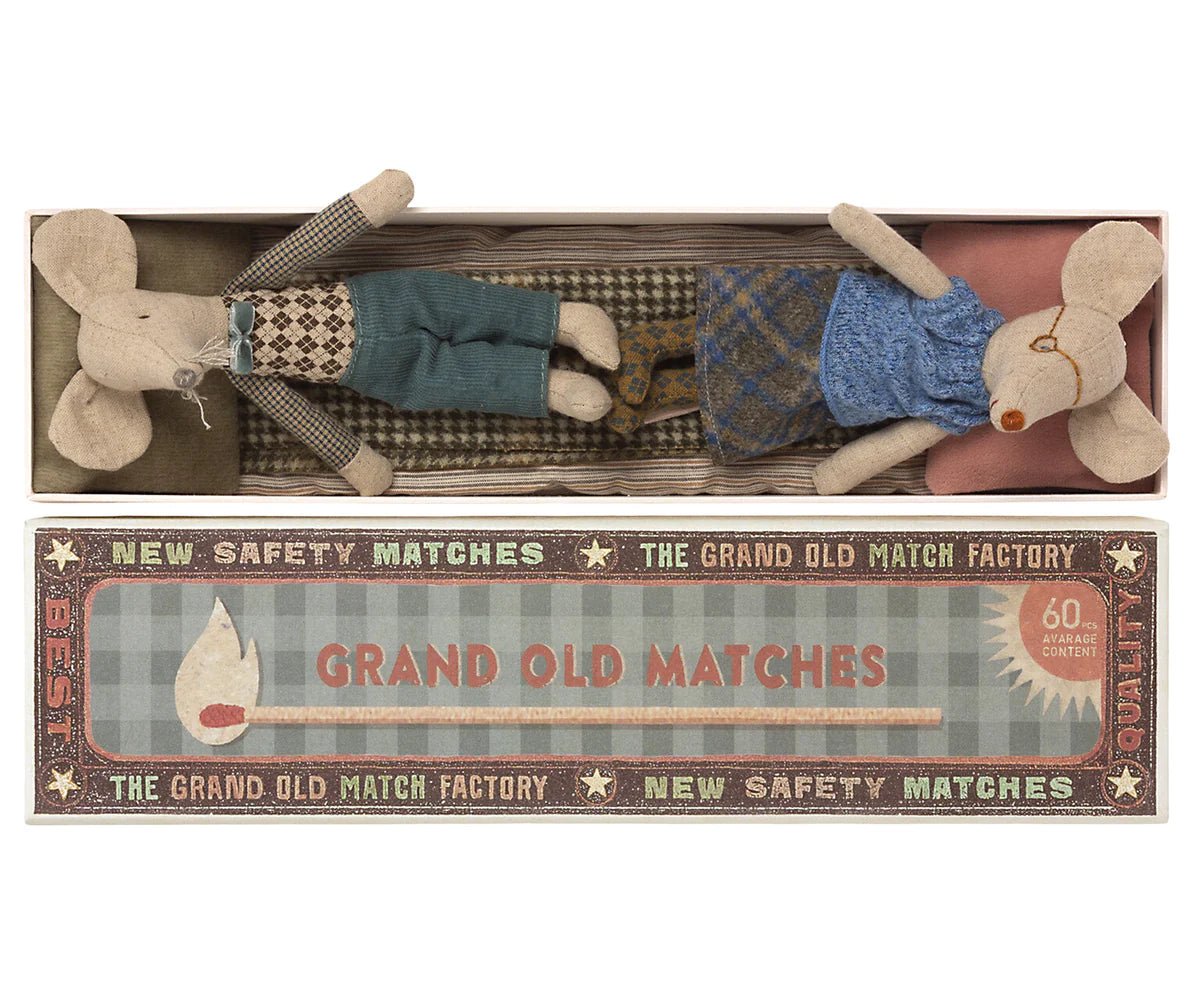 Grandma and Grandpa Mice in Matchbox by Maileg - Maude Kids Decor