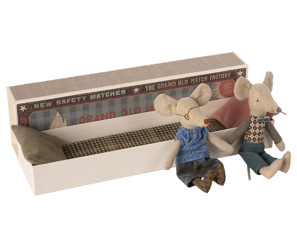Grandma and Grandpa Mice in Matchbox by Maileg - Maude Kids Decor