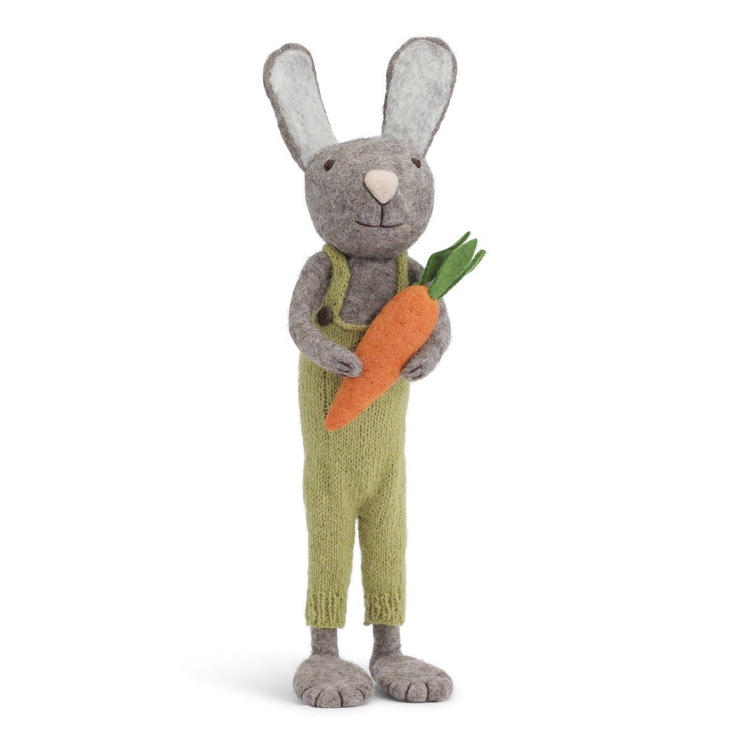 Grey Bunny with Green Pants and Carrot by Én Gry &amp; Sif - Maude Kids Decor