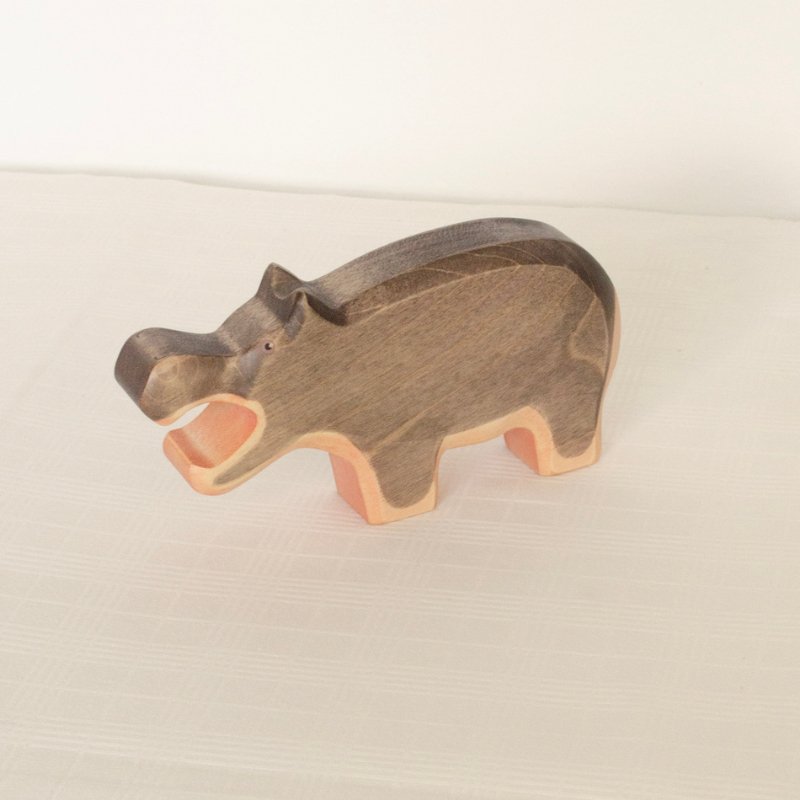 Hippopotamus Wooden Figurine | Mouth Open by HolzWald - Maude Kids Decor