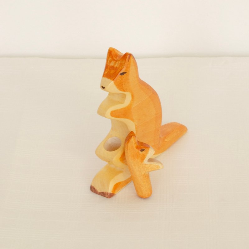 Kangaroo with Baby Wooden Figurine by HolzWald - Maude Kids Decor