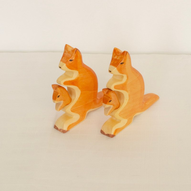 Kangaroo with Baby Wooden Figurine by HolzWald - Maude Kids Decor