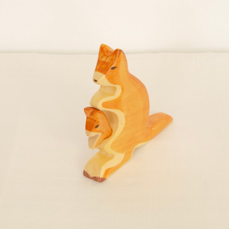 Kangaroo with Baby Wooden Figurine by HolzWald - Maude Kids Decor