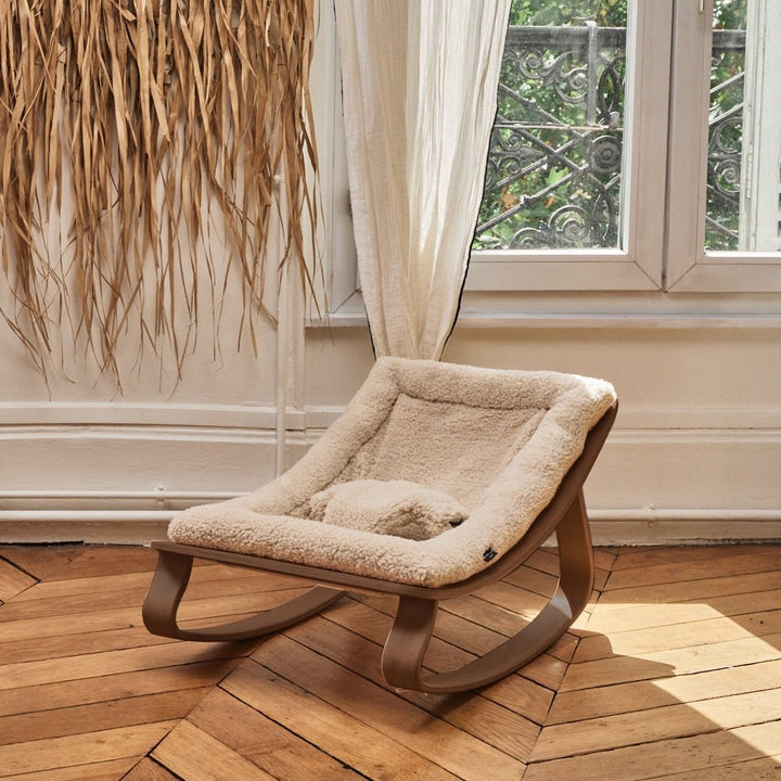 LEVO Baby Rocker | Walnut + Fur Milk by Charlie Crane - Maude Kids Decor