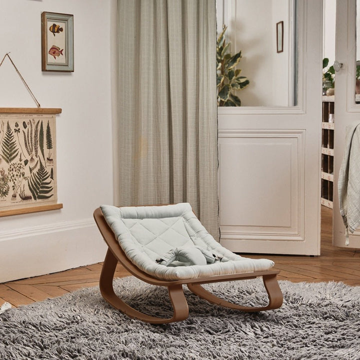 LEVO Baby Rocker | Walnut + Organic Farrow Grey by Charlie Crane - Maude Kids Decor