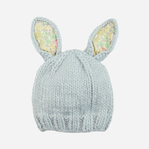 Liberty Bunny Hand Knit Hat | Liberty Poppy Daisy Grey/Yellow Multi by Blueberry Hill - Maude Kids Decor