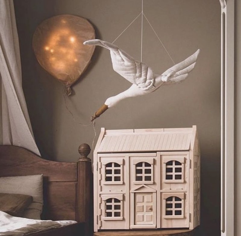Linen Hanging Stork by Love Me - Maude Kids Decor