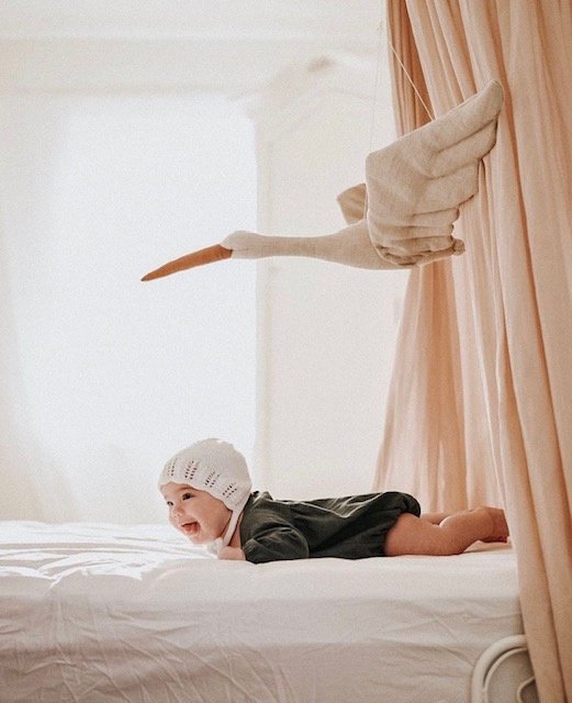 Linen Hanging Stork by Love Me - Maude Kids Decor