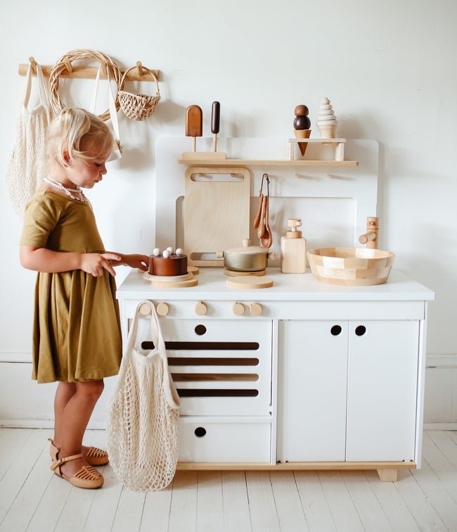 Milk Wooden Play Kitchen by Midmini - Maude Kids Decor
