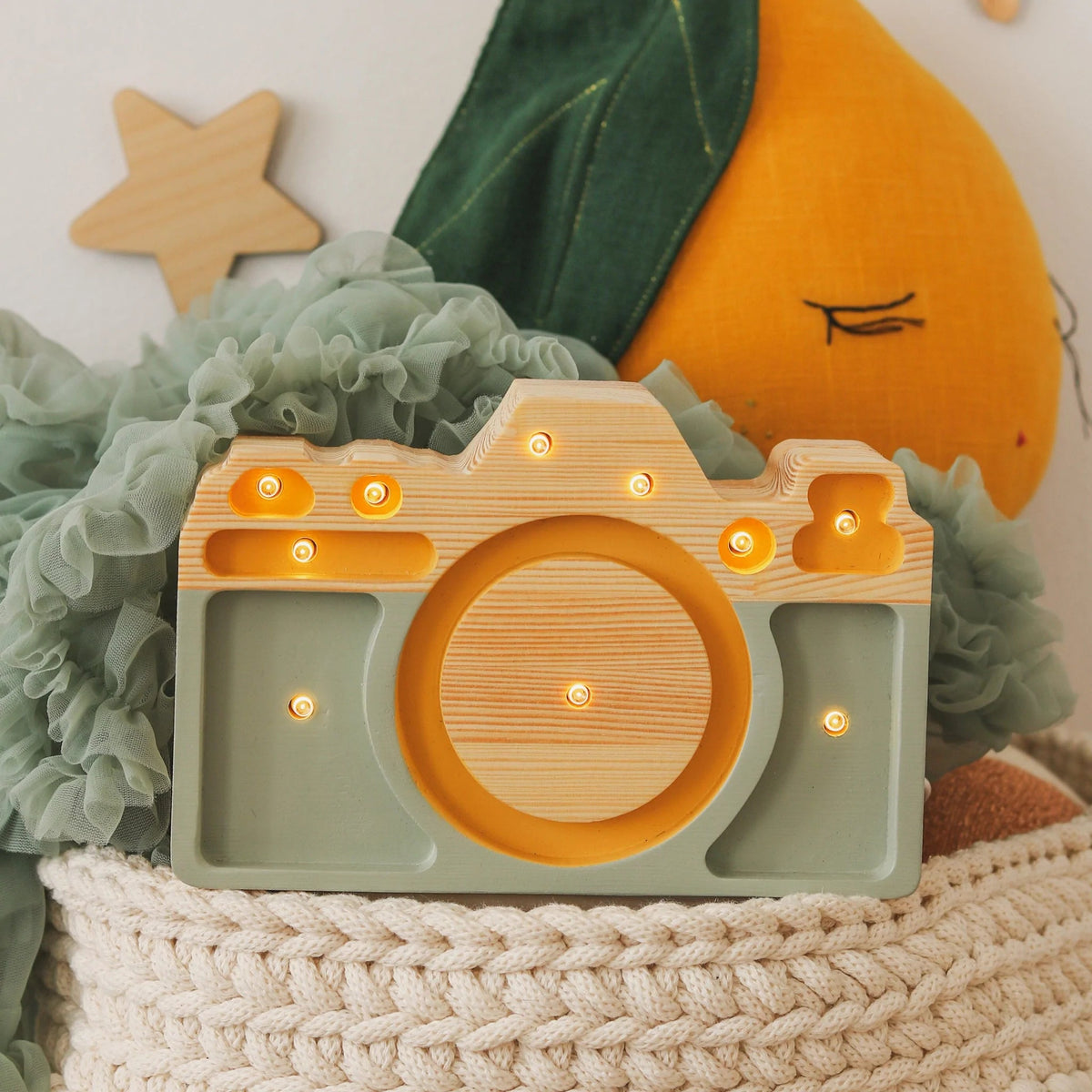 Mini Camera Night Light | Khaki/Light Mustard by Little Lights - Maude Kids Decor