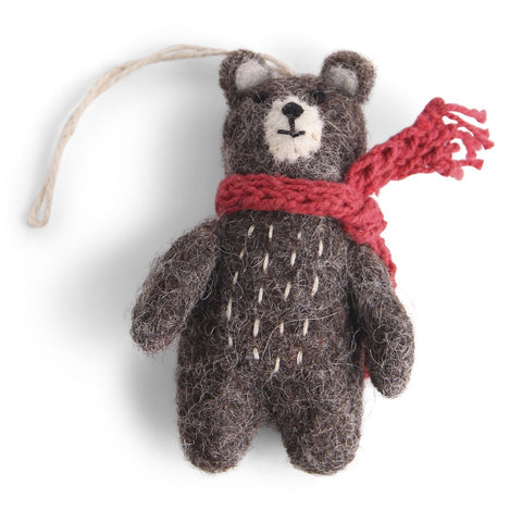 Mini Grey Bear With Scarf Christmas Ornament by Én Gry & Sif - Maude Kids Decor