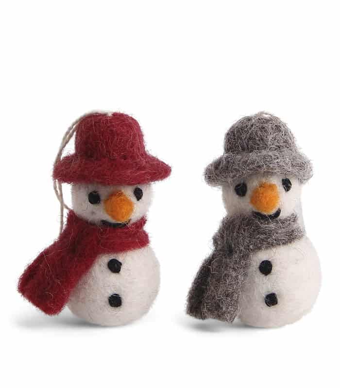 Mini Snowmen with Scarfs Christmas Ornaments (Set of 3) by Én Gry & Sif - Maude Kids Decor