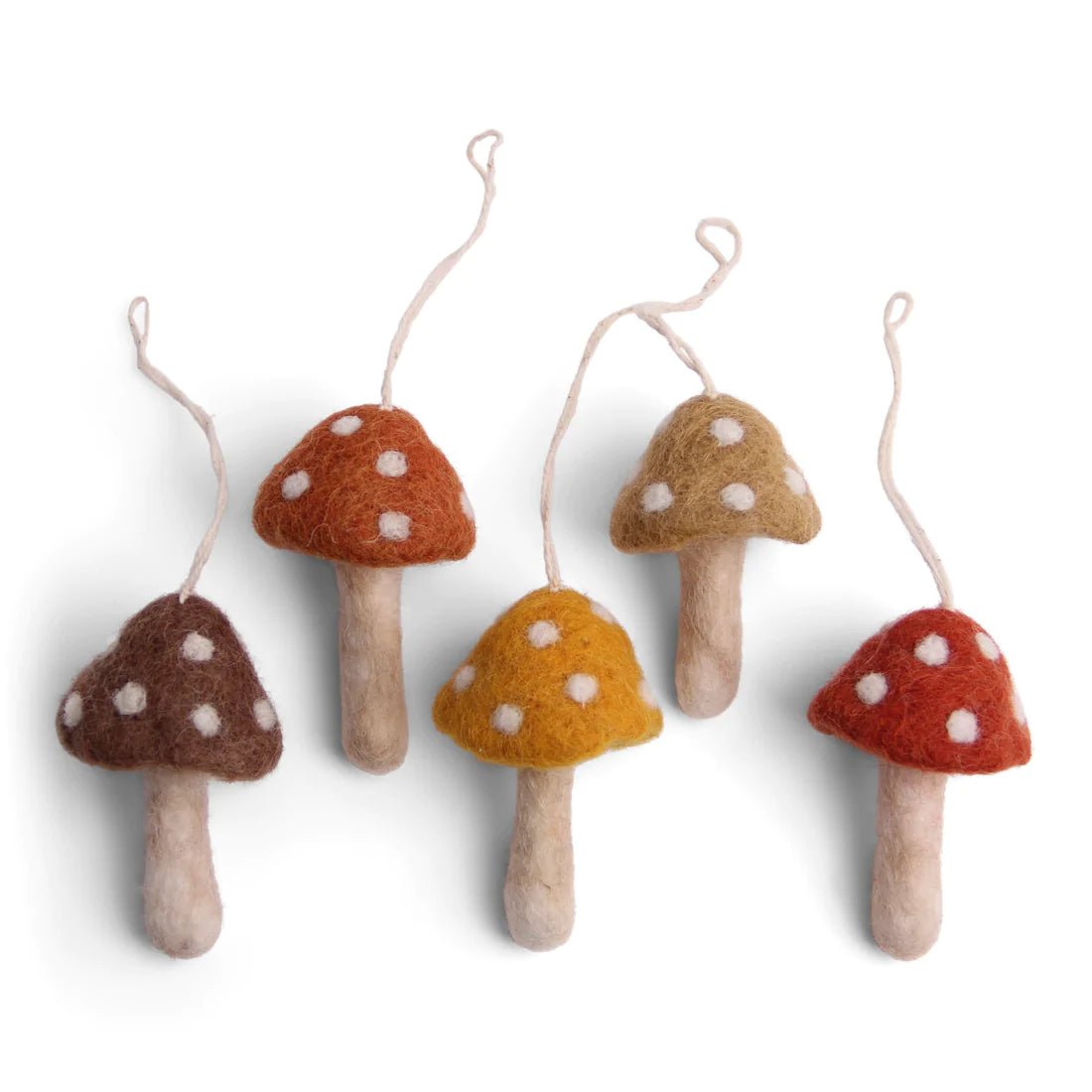 Mushrooms Christmas Ornaments (Set of 5) | Rusty Red by Én Gry & Sif - Maude Kids Decor