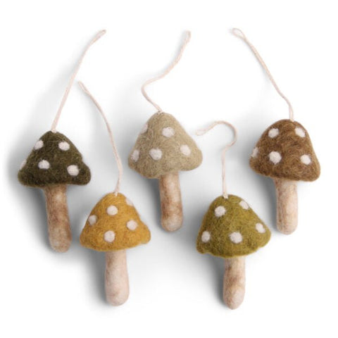 Mushrooms Ornaments (Set of 5) | Green by Én Gry & Sif - Maude Kids Decor