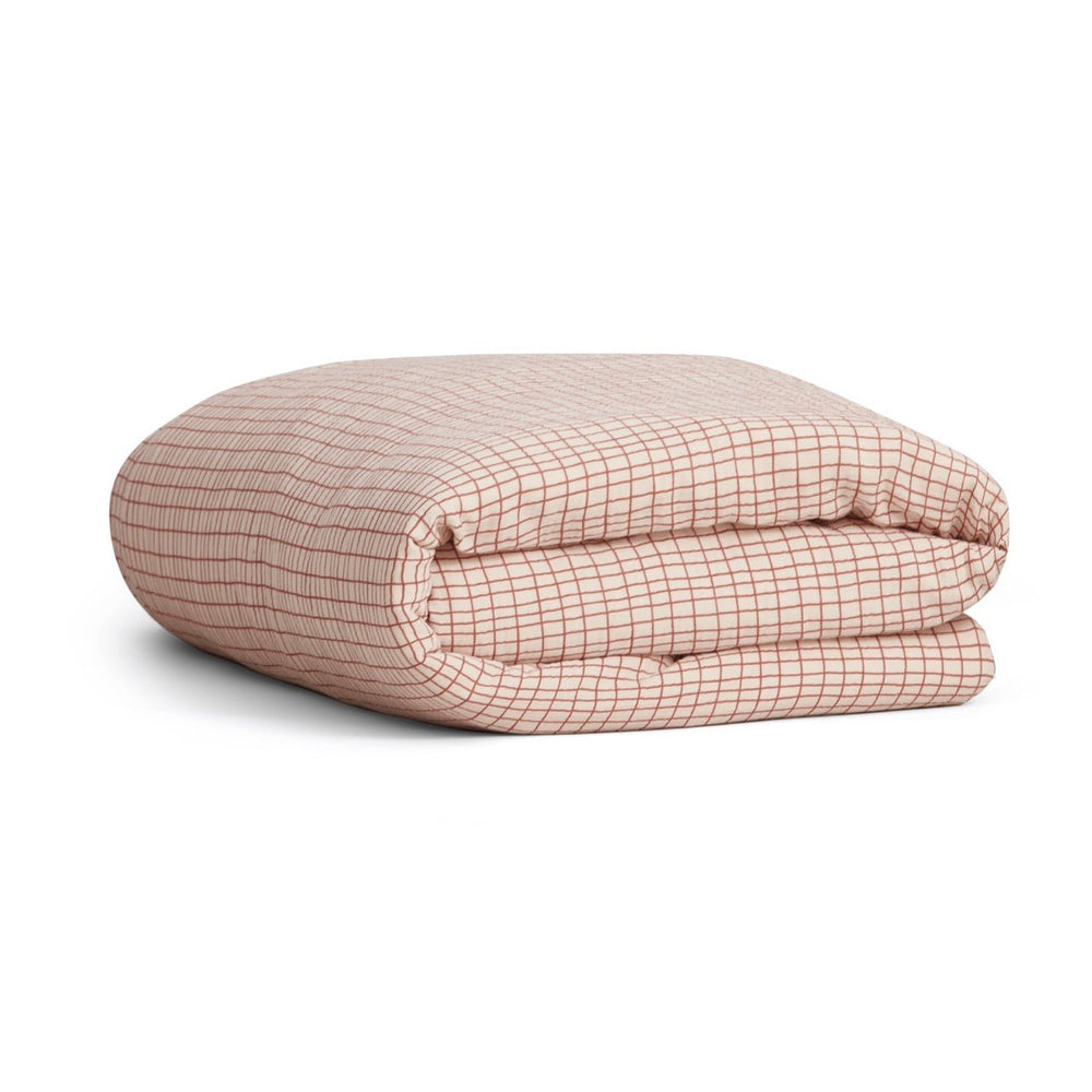 Muslin Double Duvet Cover | Checks Rust by Garbo & Friends - Maude Kids Decor
