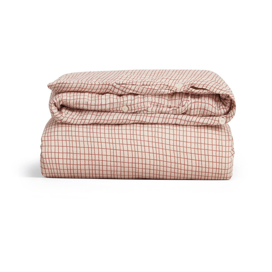 Muslin Double Duvet Cover | Checks Rust by Garbo & Friends - Maude Kids Decor