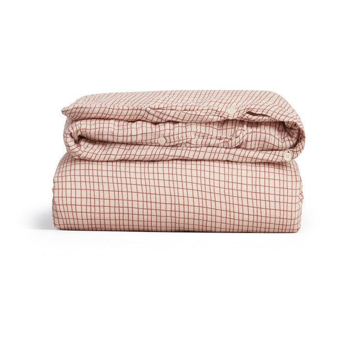 Muslin Double Duvet Cover | Checks Rust by Garbo &amp; Friends - Maude Kids Decor