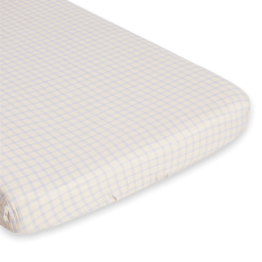 Muslin Fitted Crib Sheet | Gingham Sky Blue by Garbo & Friends - Maude Kids Decor