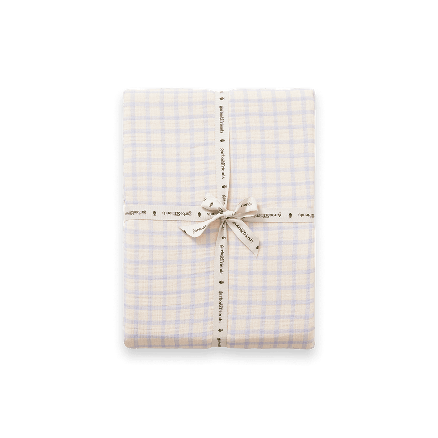 Muslin Fitted Crib Sheet | Gingham Sky Blue by Garbo & Friends - Maude Kids Decor
