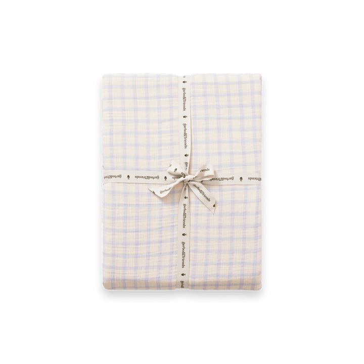 Muslin Fitted Crib Sheet | Gingham Sky Blue by Garbo &amp; Friends - Maude Kids Decor
