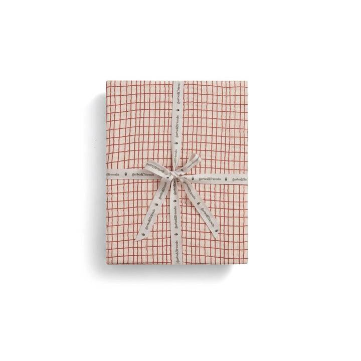 Muslin Fitted Double Sheet | Checks Rust by Garbo &amp; Friends - Maude Kids Decor