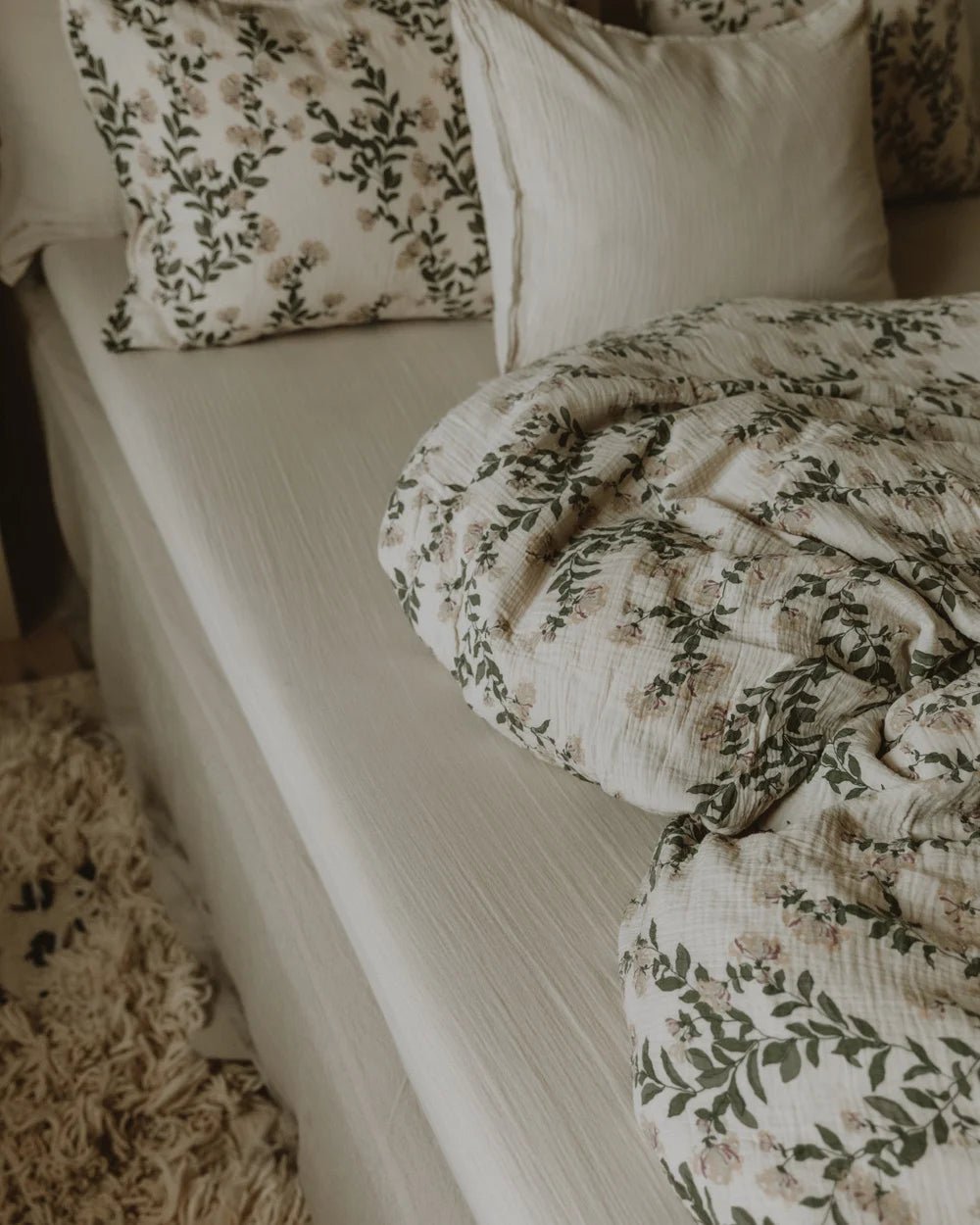 Muslin Fitted Double Sheet Eggshell by Garbo Friends Maude Kids Decor