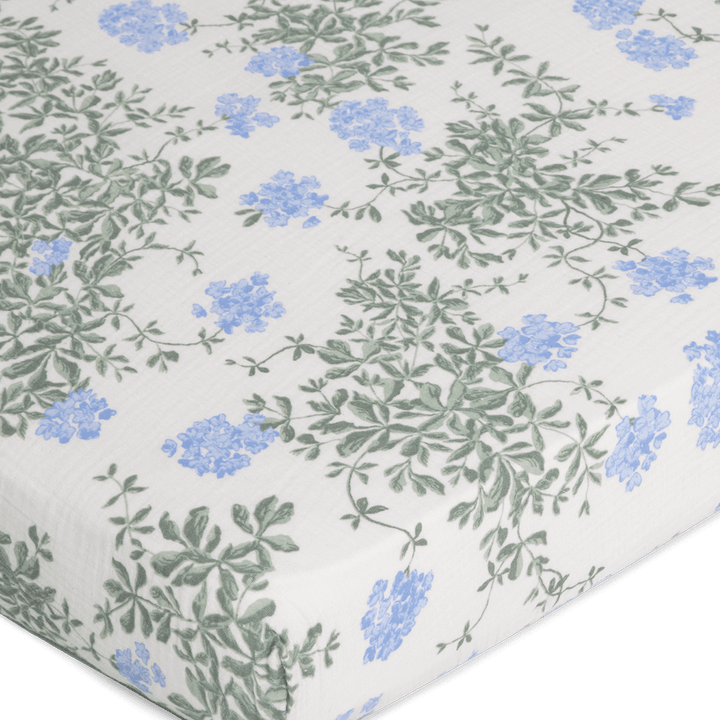 Muslin Fitted Single Sheet | Plumbago by Garbo &amp; Friends - Maude Kids Decor