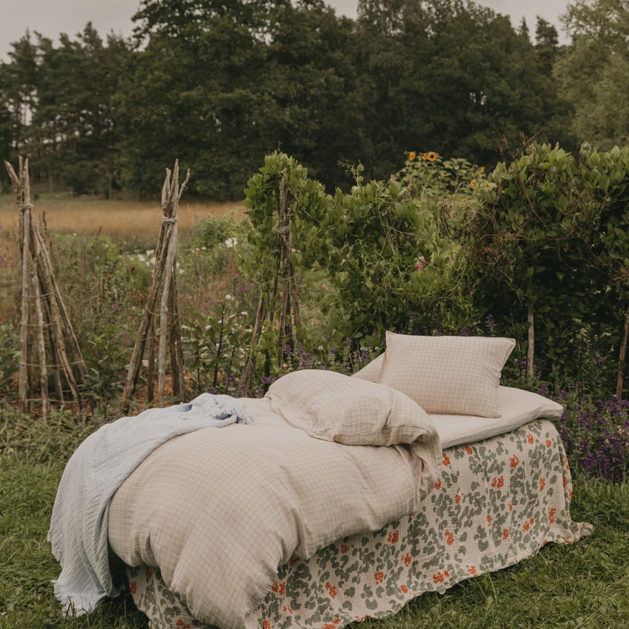 Muslin Single Bed Set | Gingham Sky Blue by Garbo &amp; Friends - Maude Kids Decor