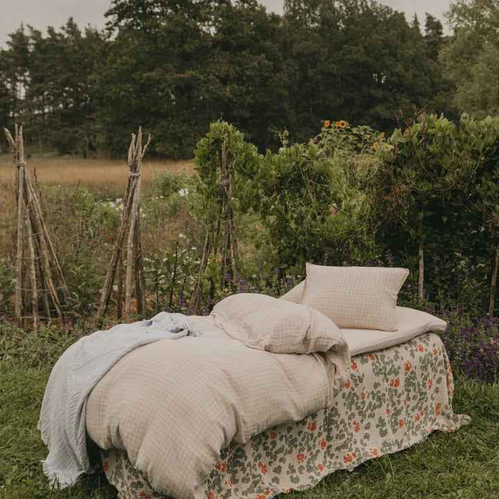 Muslin Single Bed Set | Gingham Sky Blue by Garbo &amp; Friends - Maude Kids Decor