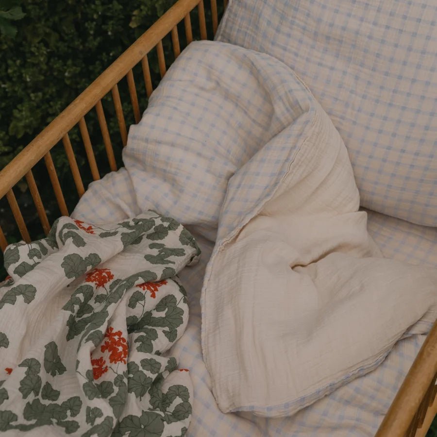 Muslin Toddler Bed Set | Gingham Sky Blue by Garbo & Friends - Maude Kids Decor