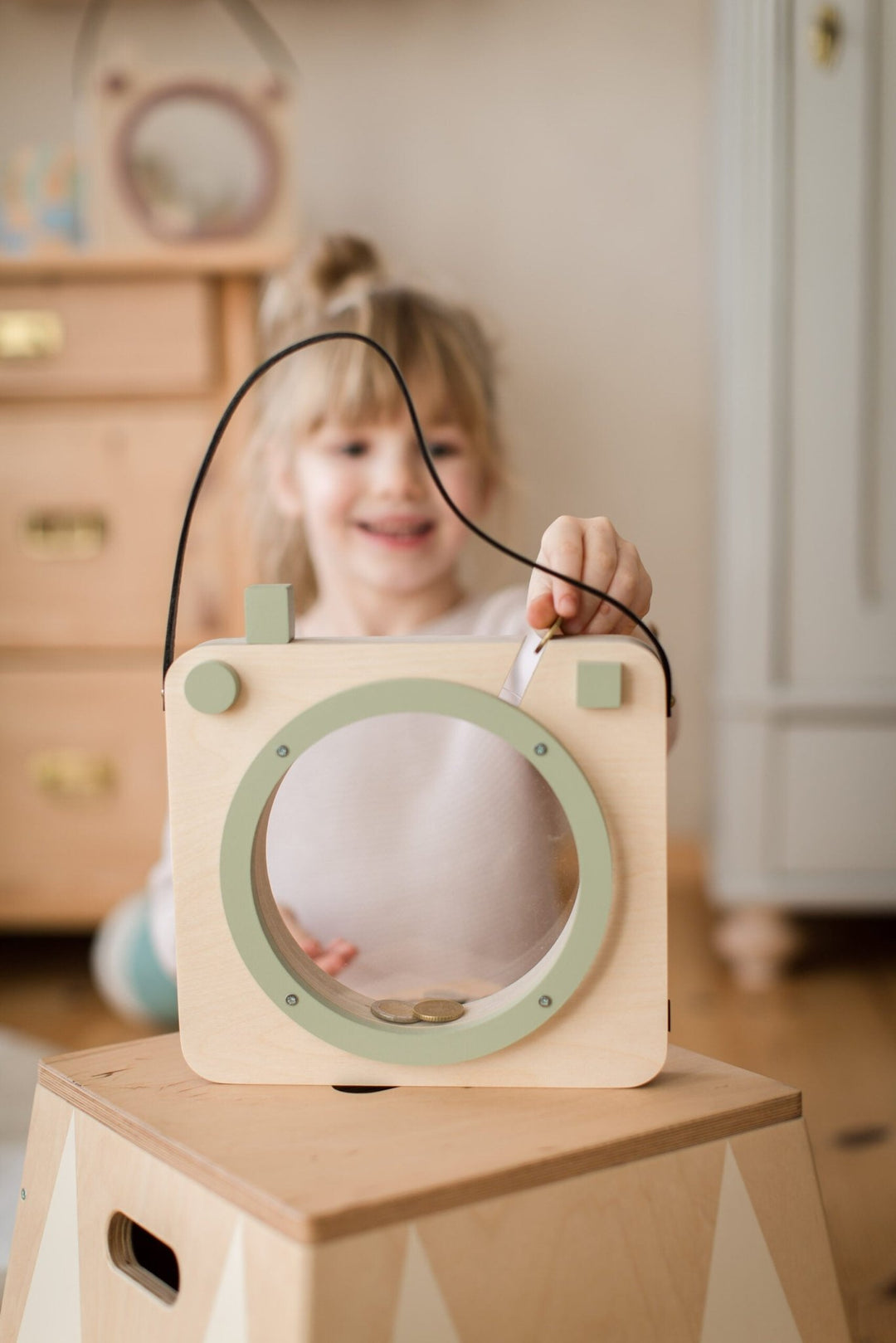 Photo Shaped Piggy Bank "Insta Munny" | Sage Green by Up! Warsaw - Maude Kids Decor