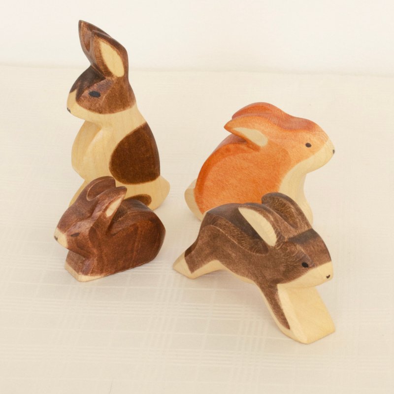 Rabbit Wooden Figurine | Ears Up by HolzWald - Maude Kids Decor
