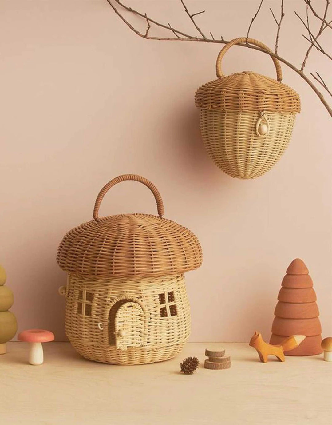 Rattan Acorn Bag by Olliella - Maude Kids Decor