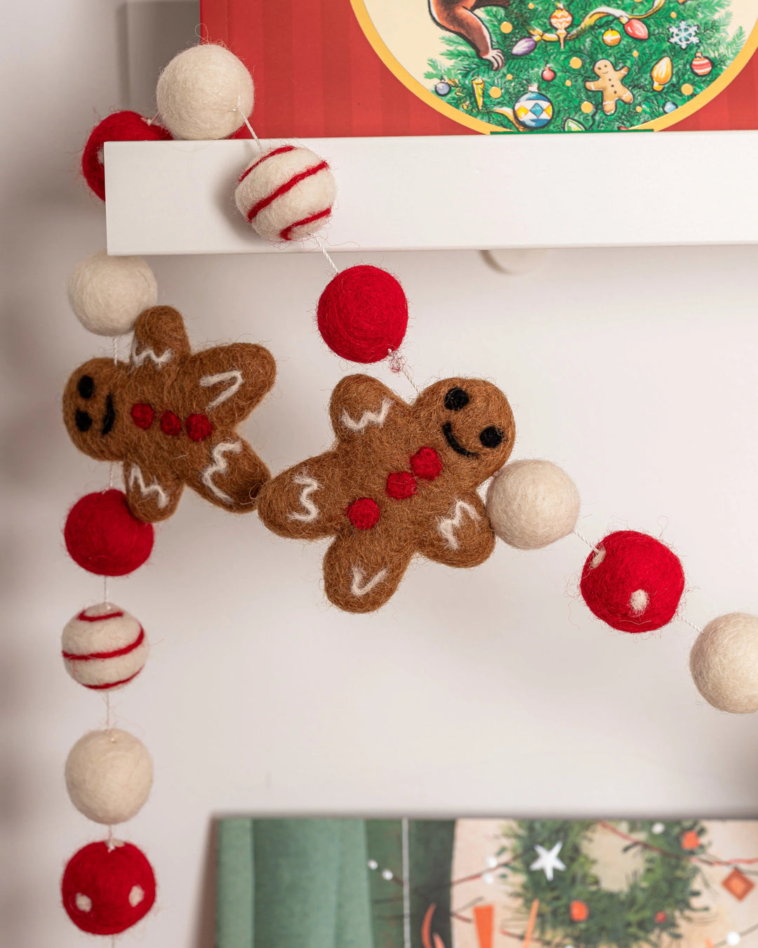 Red Gingerbread Felt Christmas Garland by Lil&