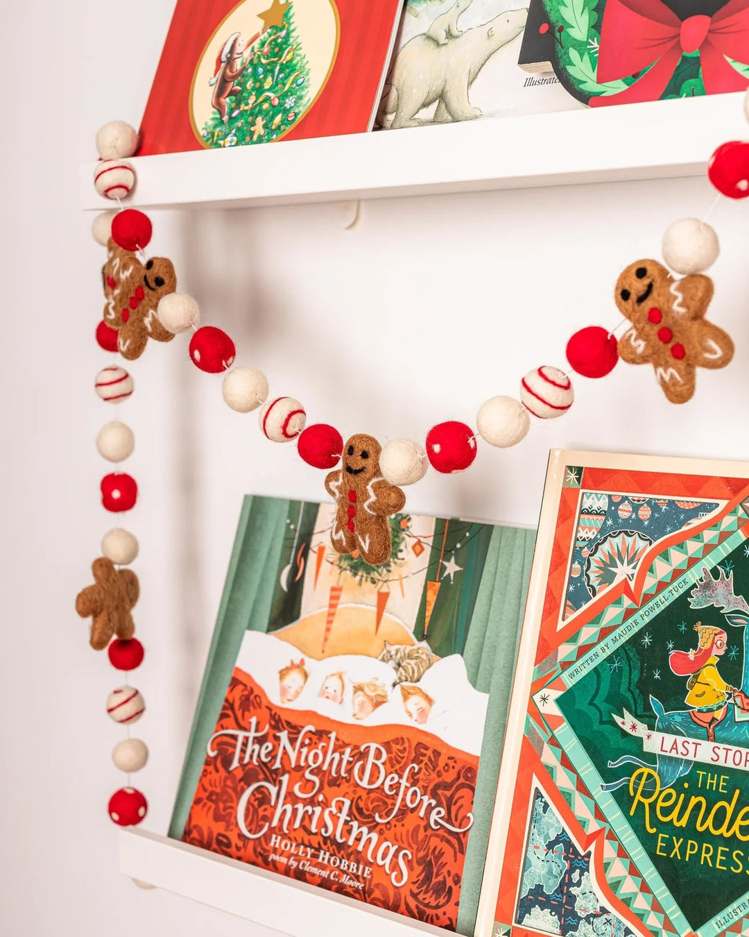 Red Gingerbread Felt Christmas Garland by Lil&