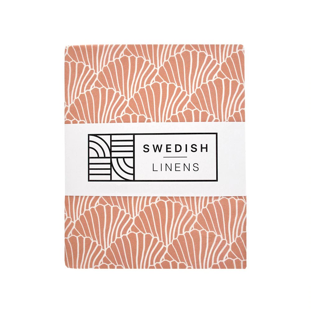 Seashells Twin Fitted Sheet by Swedish Linens - Maude Kids Decor